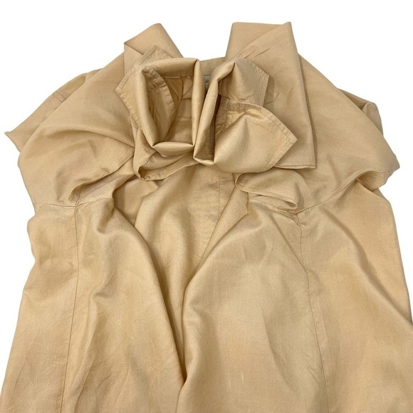 Y2K Neiman Marcus Silk Blend Jacket Yellow Size 16 XL Ribbed Hem Button Placket - Picture 11 of 13